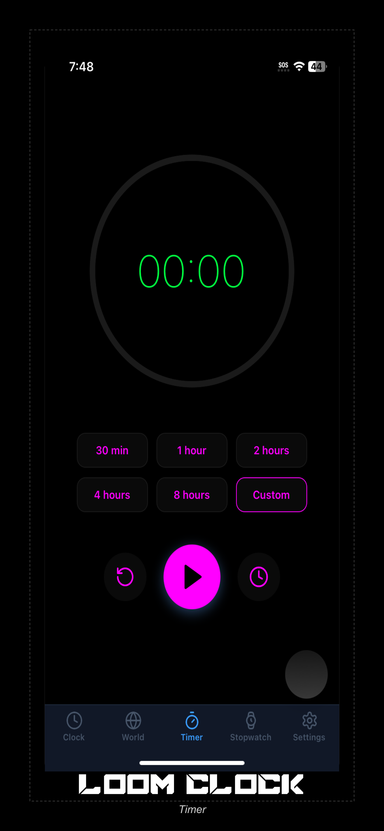 Loom Clock Timer Screen