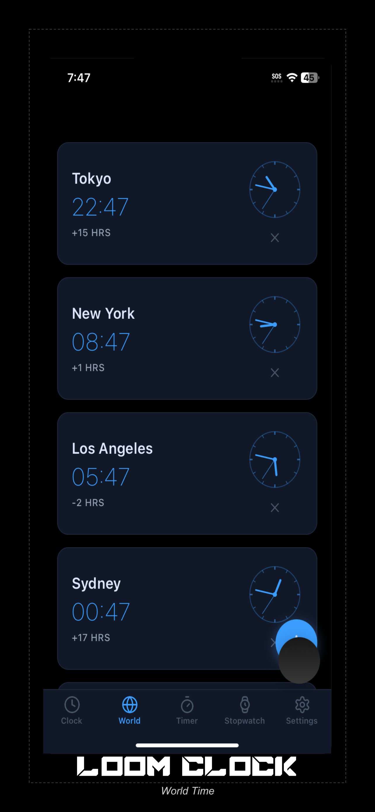 Loom Clock World Clock Feature