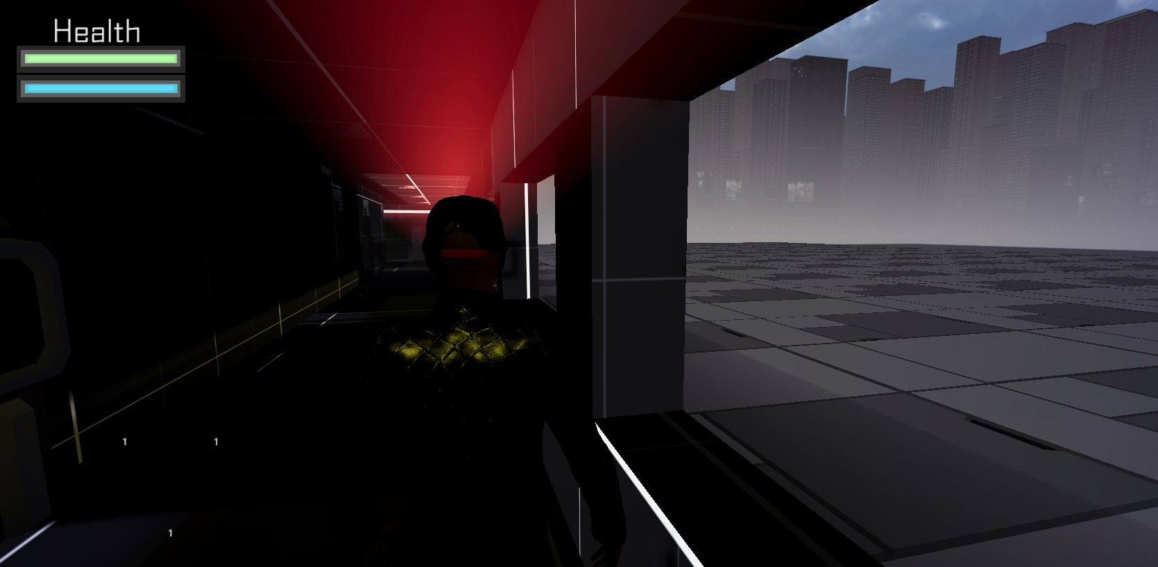 Screenshot of Sentinel 2099 game level designed in Blender